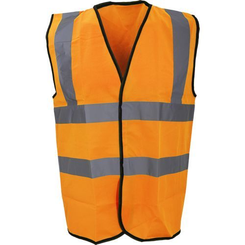 Hi-Vis Waistcoat, Unisex, Orange, Polyester, Hook & Loop Closure, XXL