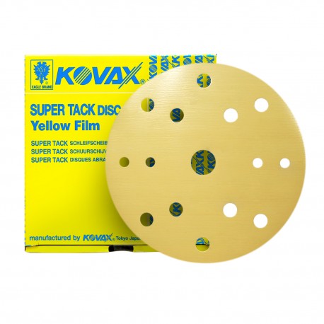 Kovax 152mm Yellow Film Sp Tack Abrasive Discs 15 Hole - 50 per Box - Various Grits
